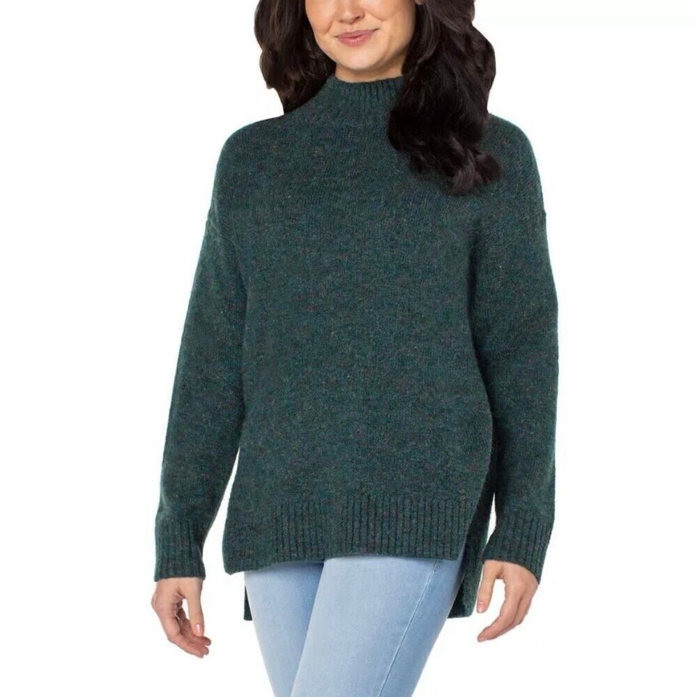 New Well‎ Worn Green Wool Blend Nep Yarn Mock Neck Sweater Size XL